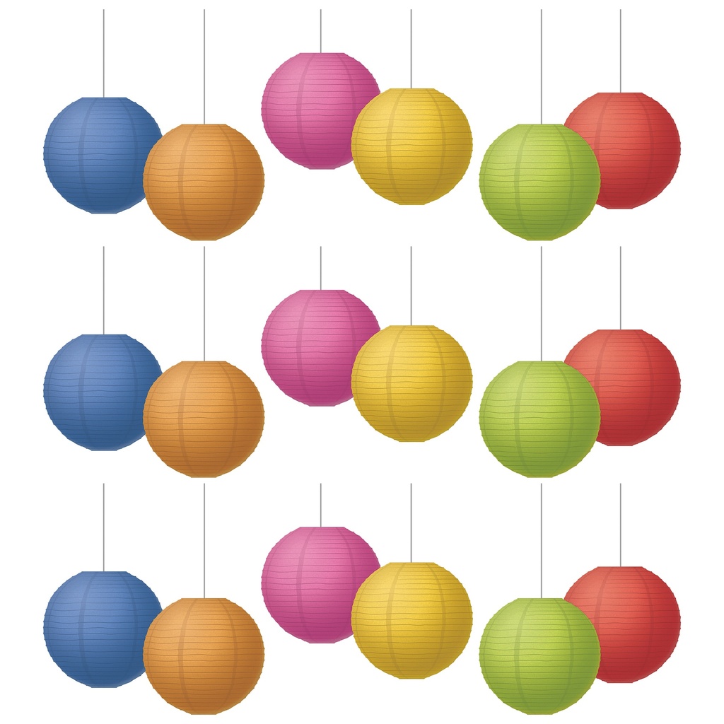 Colorful 8" Hanging Paper Lanterns 18ct