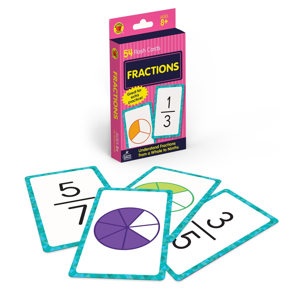 Carson Dellosa® Fractions Flash Cards — 54 self‑checking cards (Gr. 3–5)