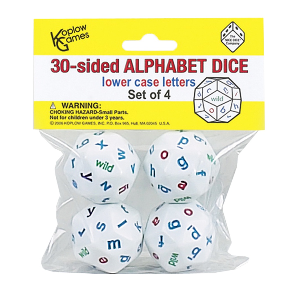 30-Sided Lowercase Alphabet Dice Set of 4