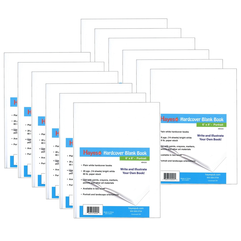 Flipside® Hardcover Blank Books — 6" × 8" Portrait (Pack of 12)