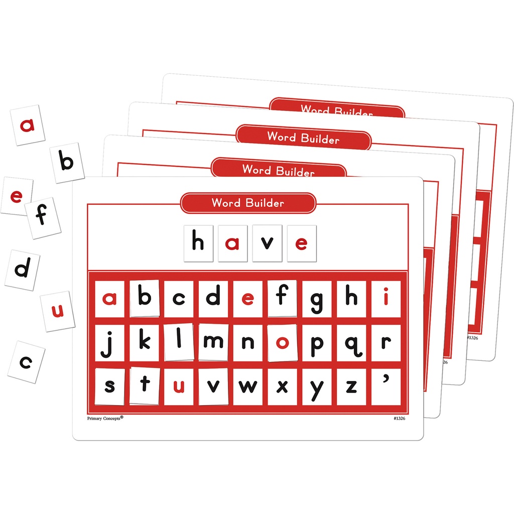 Teacher Created Resources® Magnetic Word Builder Boards with Magnetic Letters, 4 Boards,Four 12" x 9" boards, 392 letters 