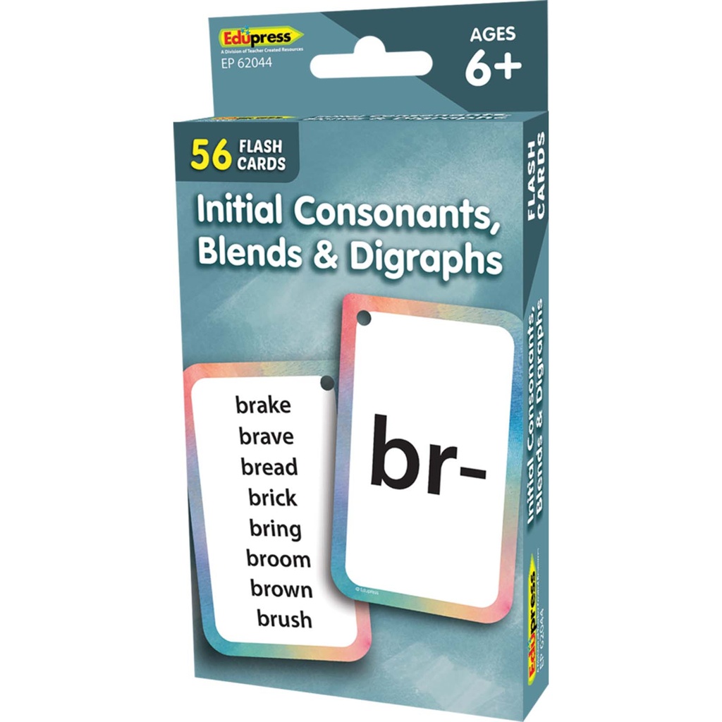 Teacher Created Resources® Initial Consonants, Blends & Digraphs Flash Cards — Foundational phonics practice