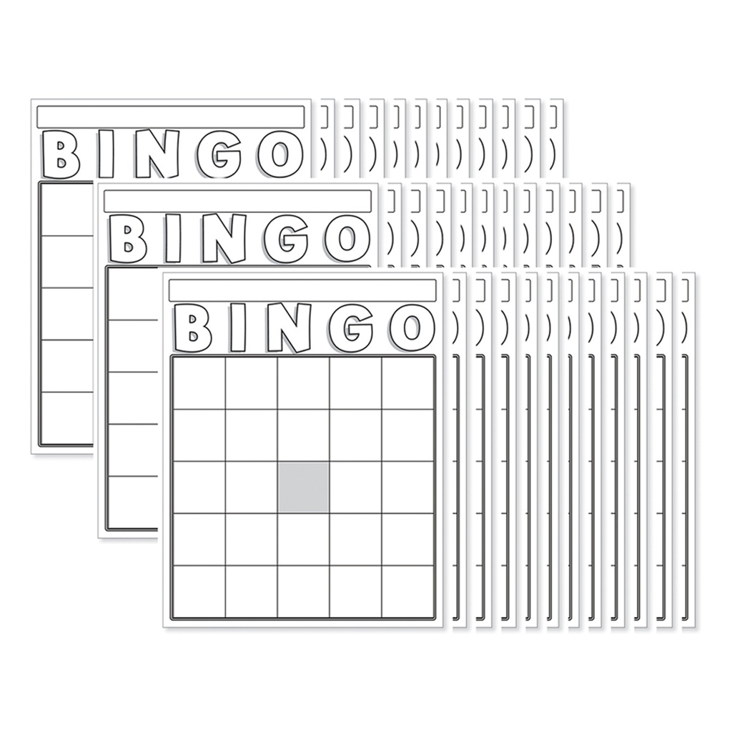 Hygloss® Blank Bingo Cards, White, 7½" × 8¾", Pack of 36 — Customizable bingo cards for classroom games and review
