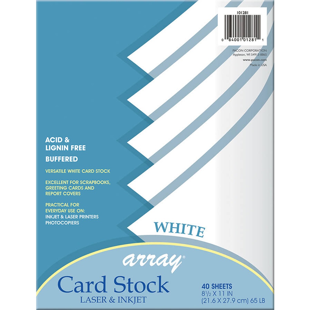 Pacon® Card Stock, White,8-1/2" x 11", 40 Sheets 