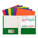 Assorted Primary Colors 2-Pocket Laminated Paper Folder with Prongs Pack of 50