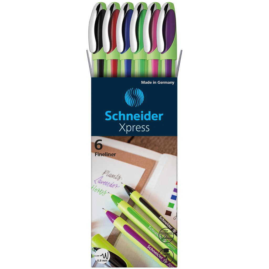 Assorted Schneider Xpress Fineliner Pens 6-Color