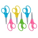 5" Pointed Assorted Colors Hard Handle Kids Scissor 6ct