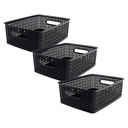 Black Medium Plastic Weave Bins 3ct
