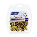 BAZIC® 1" Brass‑Plated Fasteners, Round Head, Length 1", Box of 100 fasteners