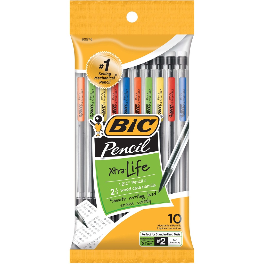 BIC® Top Advance Mechanical Pencils — 0.7 mm #2, 10‑pack, each preloaded with 3 leads