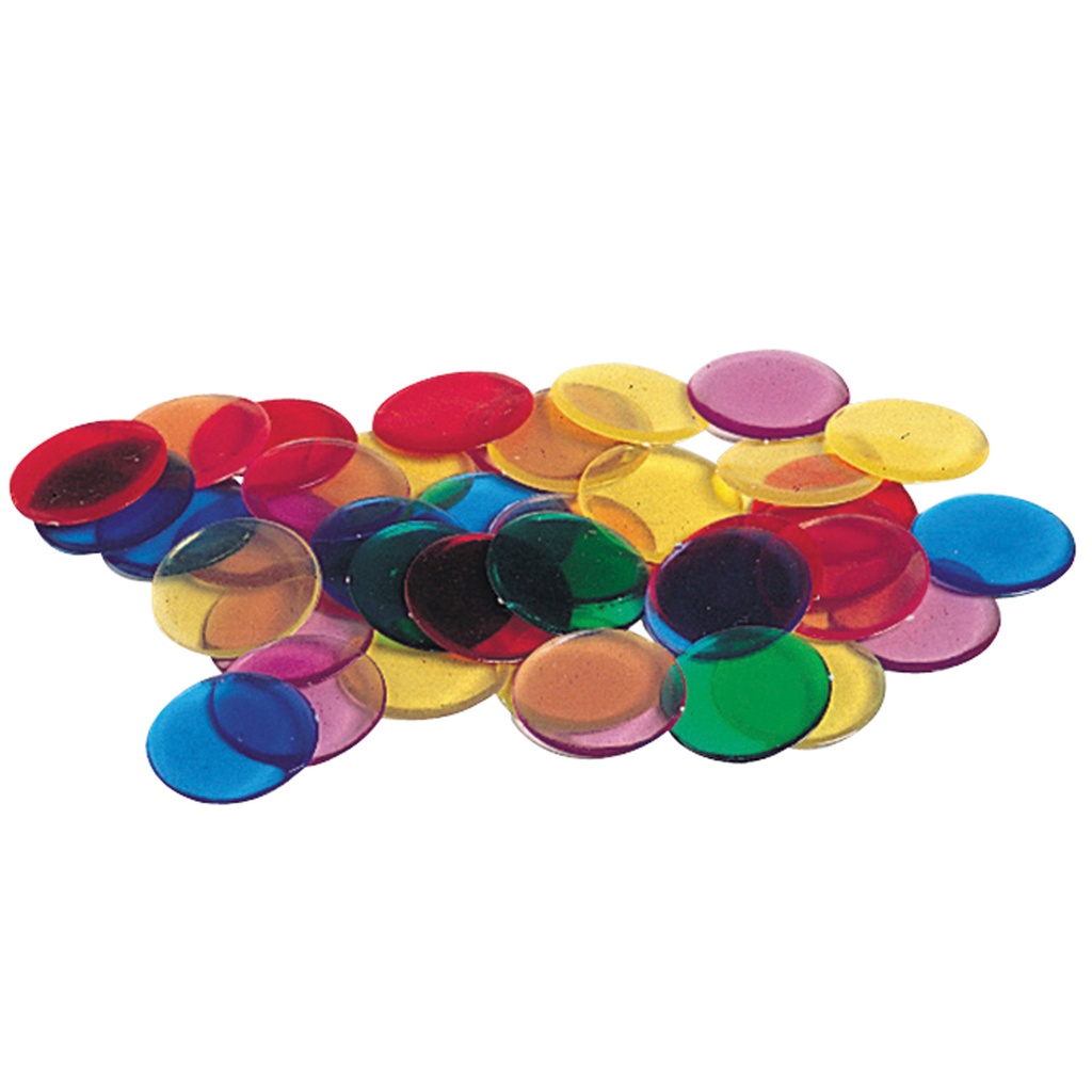 Learning Resources® Transparent Counters, Set of 250,3/4" diameter (approx.), Set of 250 transparent chips in 6 colors 