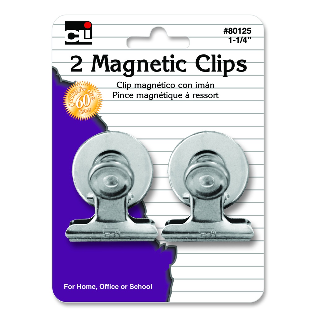 Charles Leonard® Magnetic Spring Clips — 1.25", 2/Pack