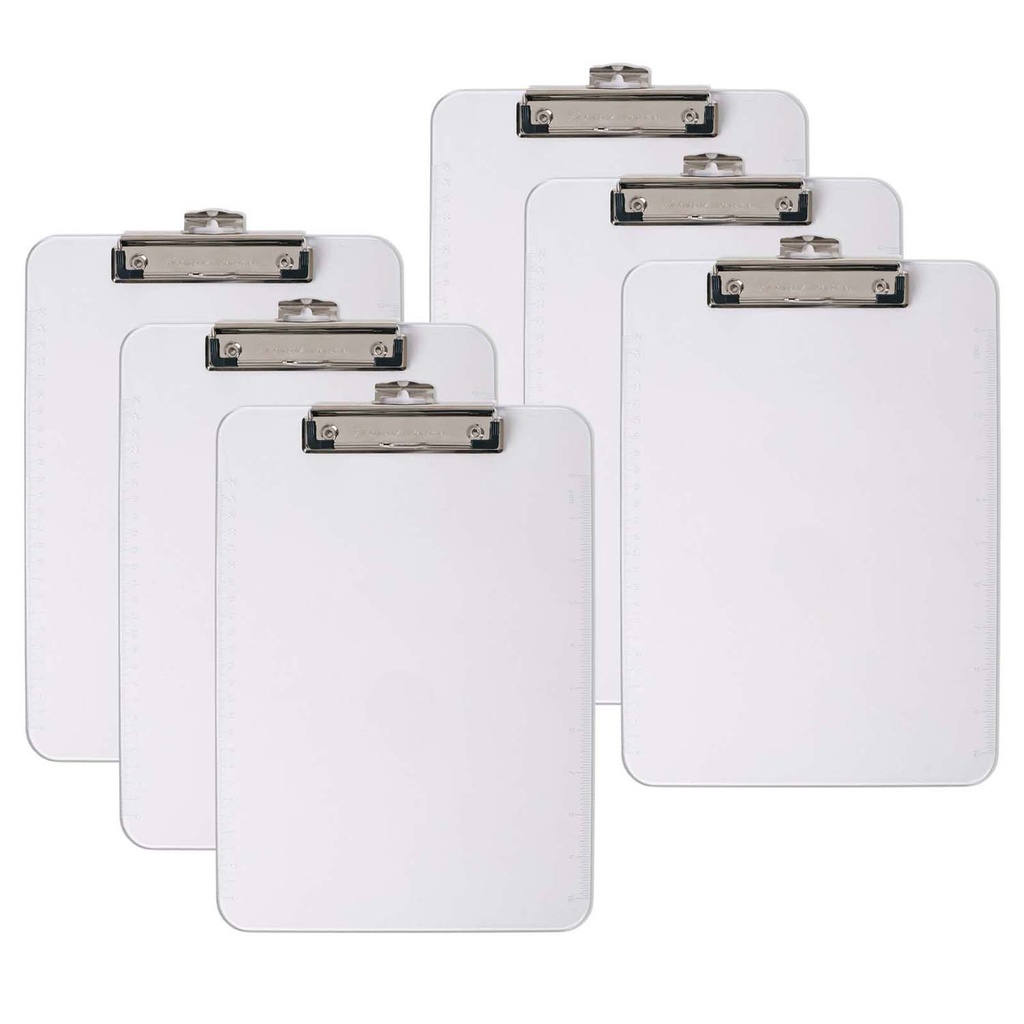Charles Leonard® Clear Letter Size Plastic Clipboard — Pack of 6 — Transparent clipboards for letter-size documents