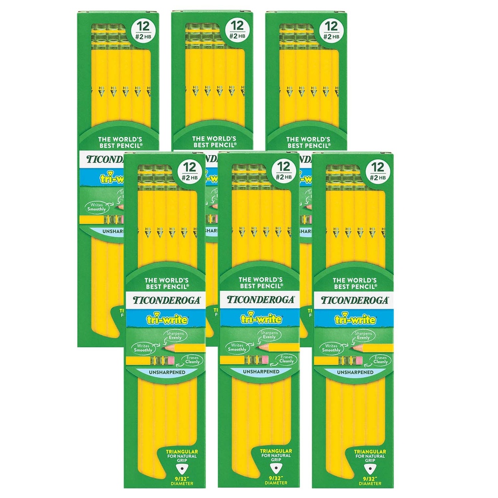 Ticonderoga® Tri‑Write® Pencils Classroom Pack, 7-3/4" length, 72 Count 