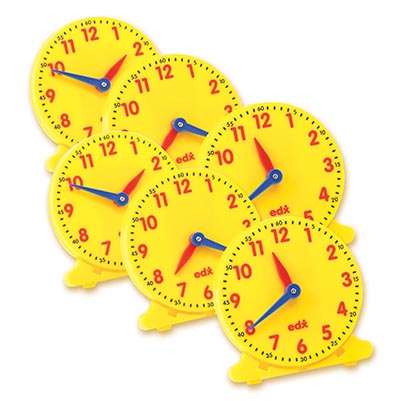 Exceptional™ Geared Student Clock Set of 6,approx. 4-3/8" diameter (each clock), Set of 6 