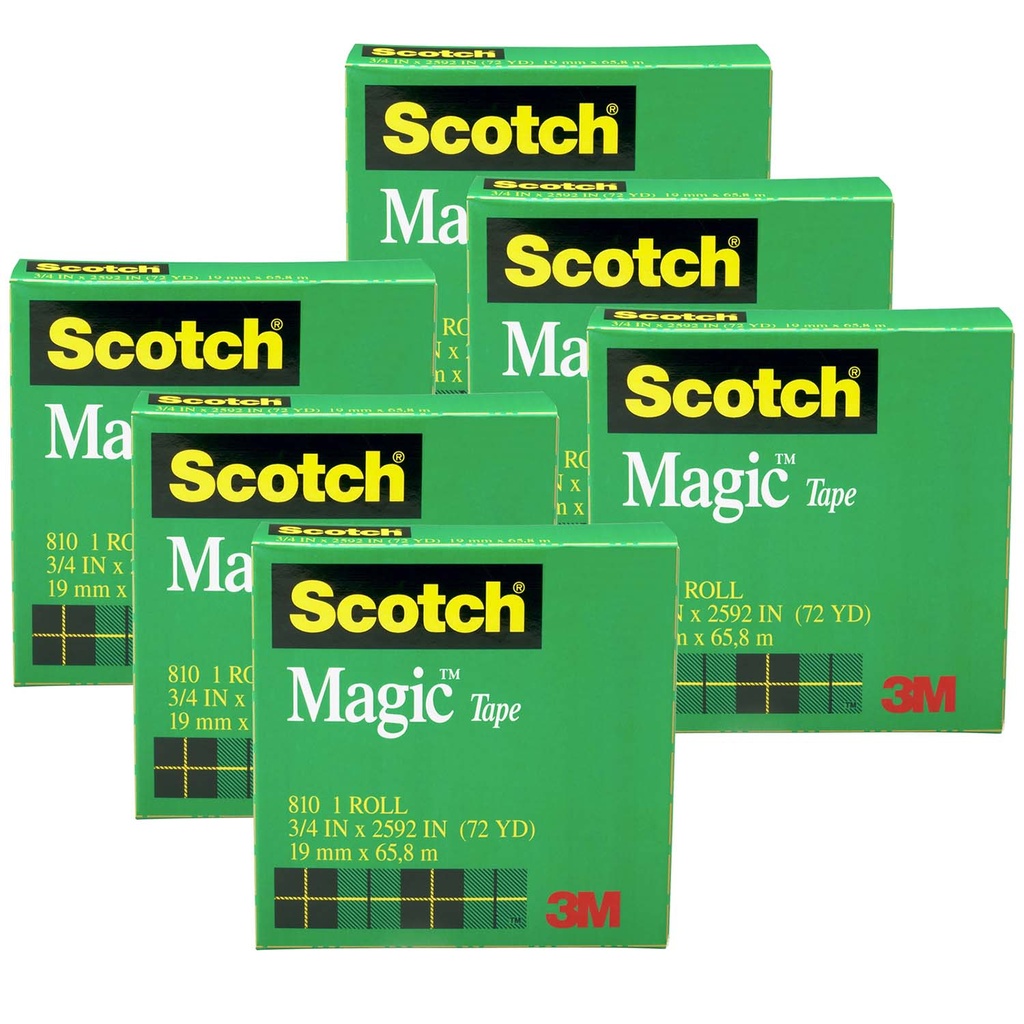 Scotch® Magic™ Tape 810 — 3/4" × 1296" Refill Rolls, 6-Pack
