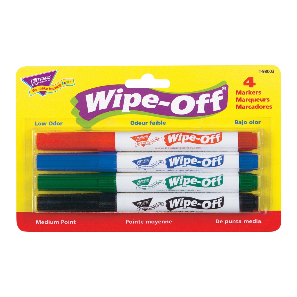 Standard Colors Wipe-Off® Markers 4-Pack  