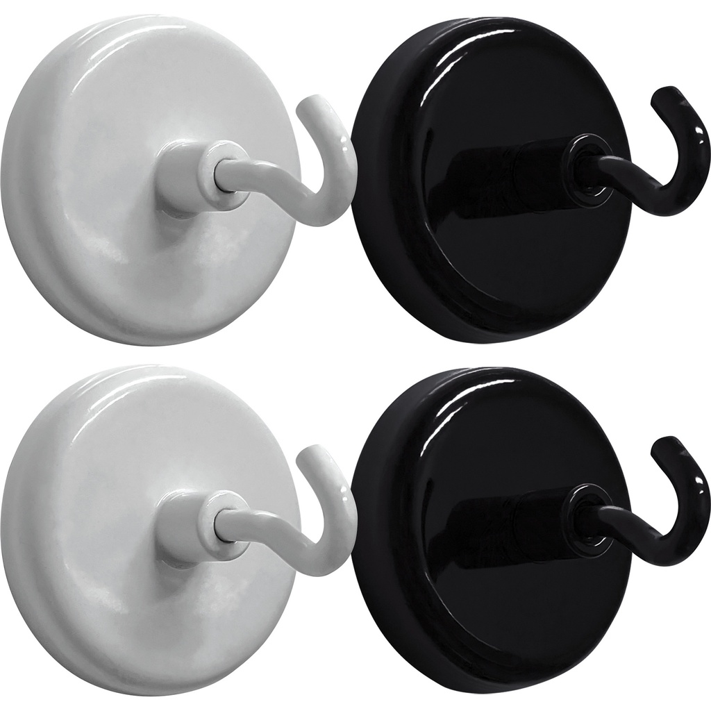 Black & White Magnetic Hooks Pack of 4