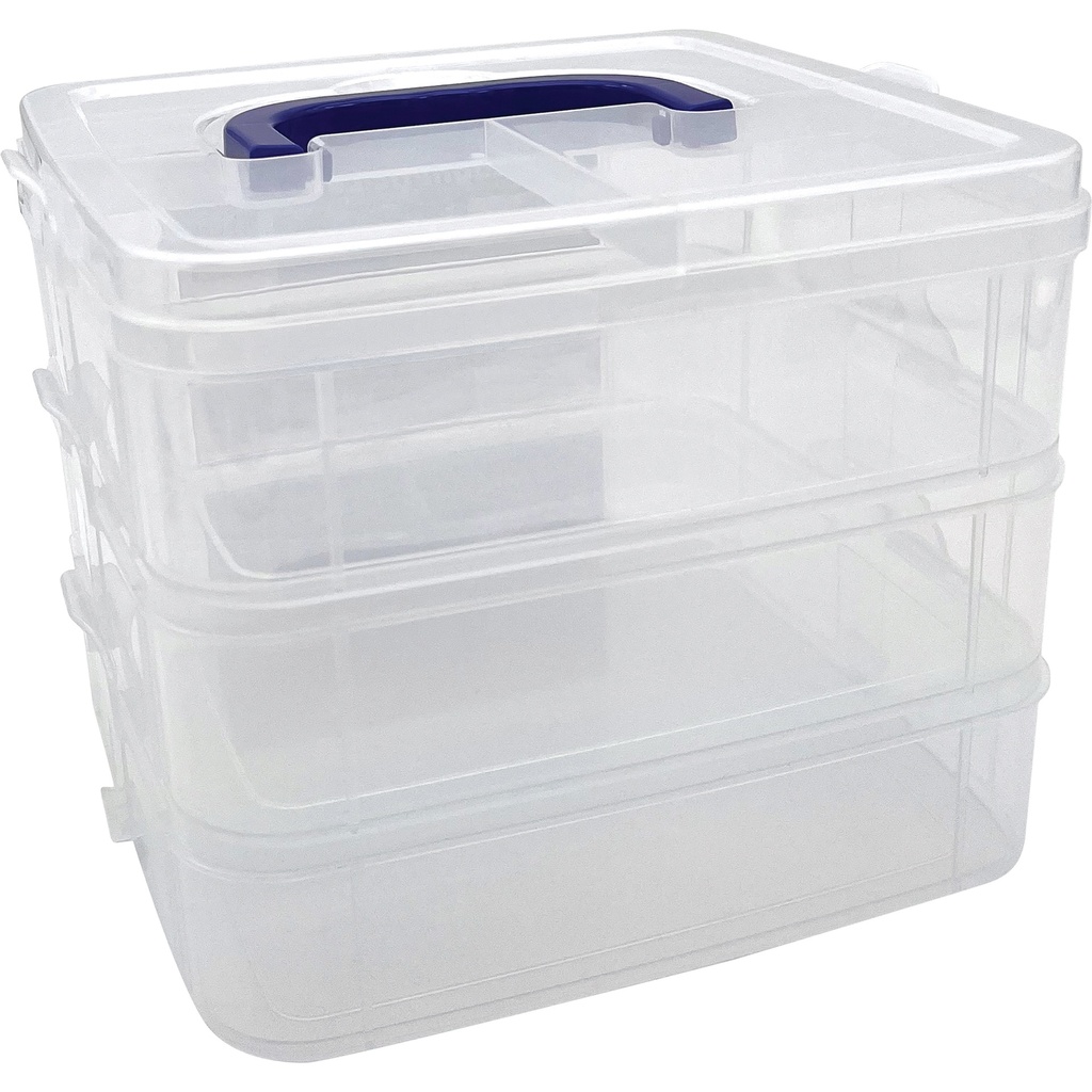 Teacher Created Resources® 3 Tier Clear Stackable Storage Containers,7" x 6 1/2" x 5 3/8" (stacked); 7" x 6 1/2" x 2 1/4" (single), 3 bases + 1 lid 