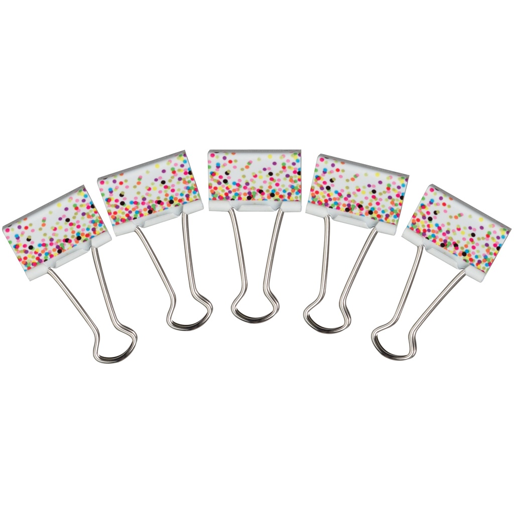 Teacher Created Resources® Confetti Medium Binder Clips,1-1/4" width, 5/8" capacity, 8 clips 