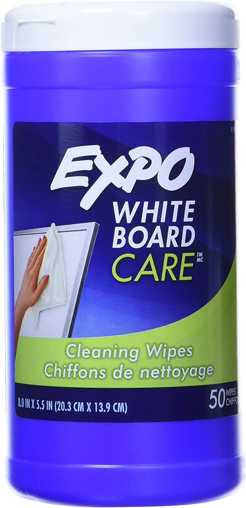 EXPO® Dry Erase Board‑Cleaning Wet Wipes — 6" × 9", 50/Canister