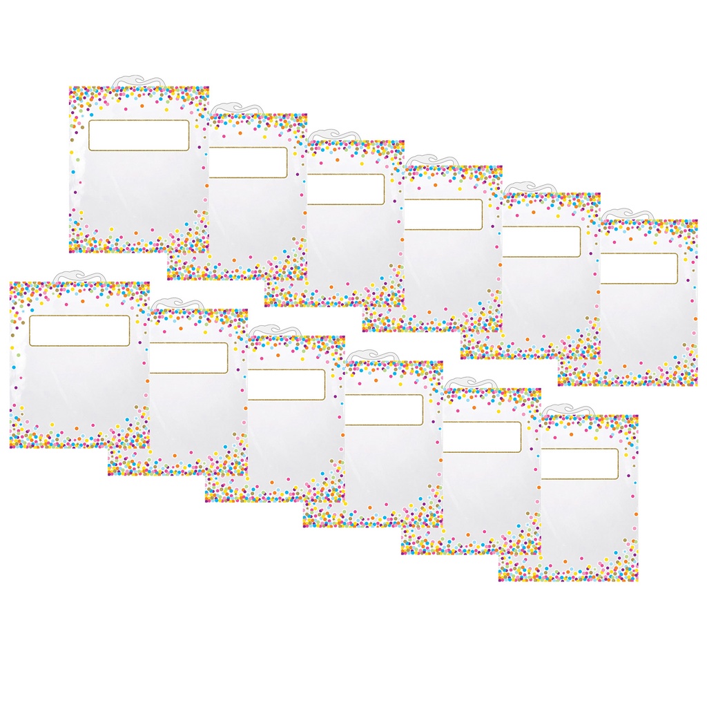 Ashley® Hanging Confetti Pattern Storage/Book Bags,11" x 16", 12 Bags 