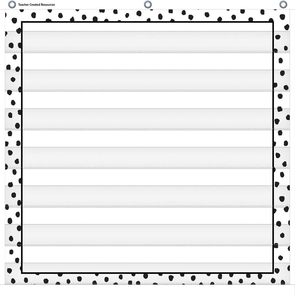 Black Painted Dots on White 7 Pocket Chart