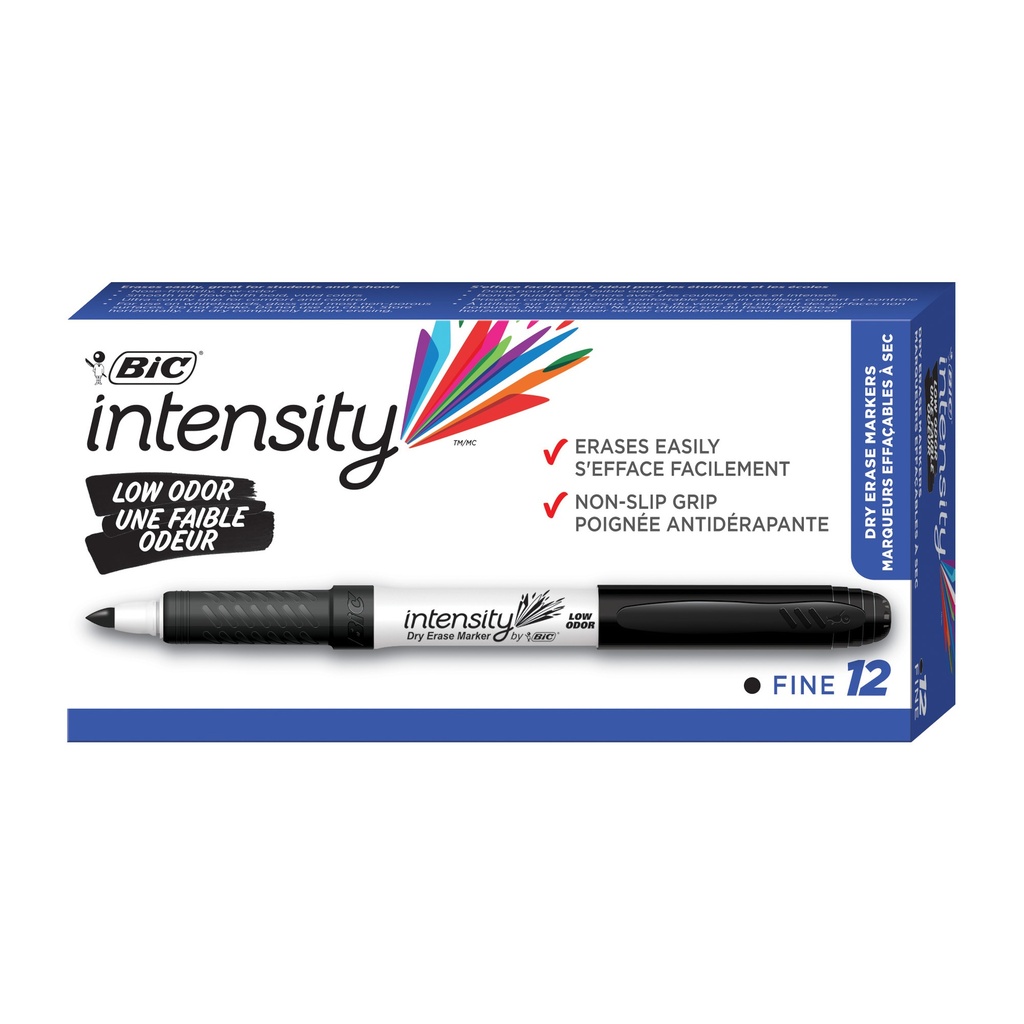 BIC® Intensity™ Low‑Odor Dry Erase Marker — Fine Bullet, Black
