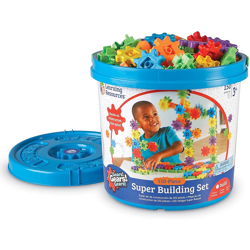 Learning Resources® Gears! Gears! Gears!® Super Building Set — 150-piece STEM construction tub with spinning gears for ages 3+