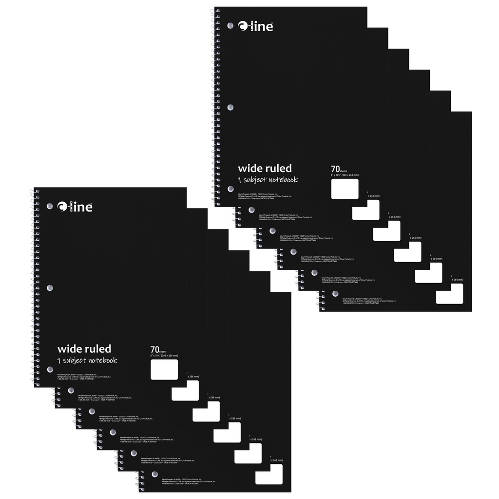 Wide Ruled 1-Subject Notebooks Pack of 12