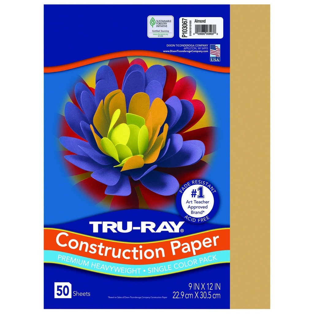 Tru-Ray® Heavyweight Construction Paper, 9" x 12", 50 Sheets — Classic Heavyweight Sulphite paper
