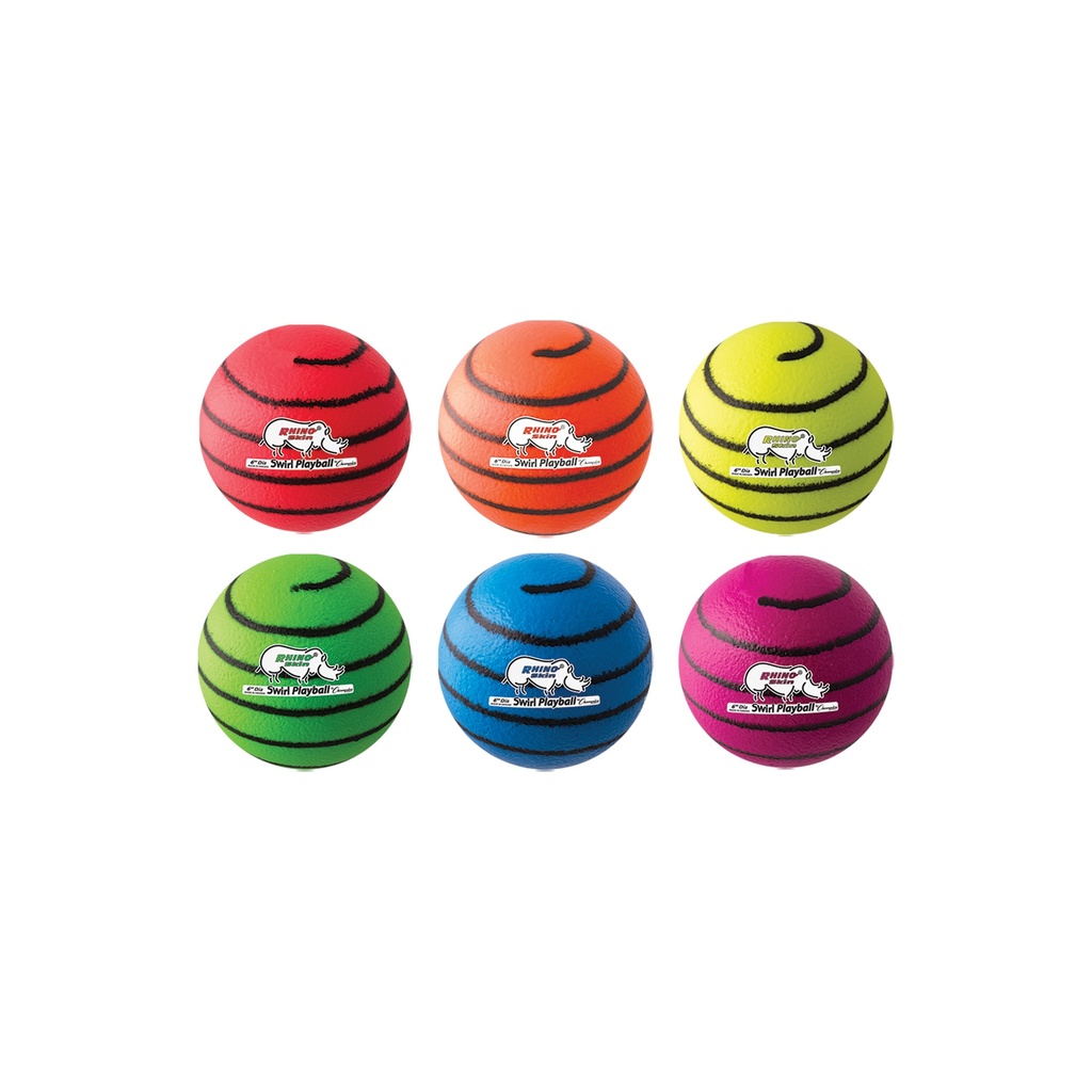 6.3" Rhino Skin Medium Bounce Neon Swirl Ball Set