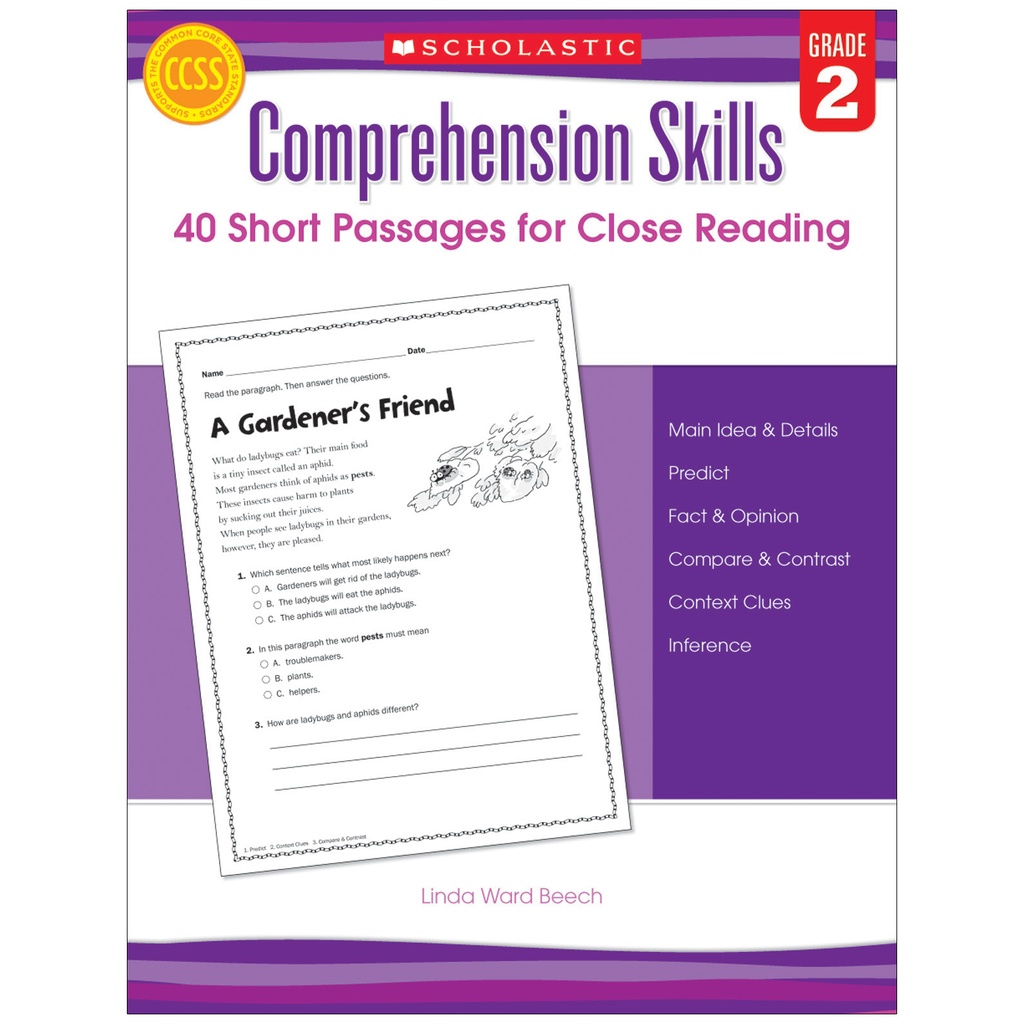 Comprehension Skills: Short Passages for Close Reading Book Grade 2