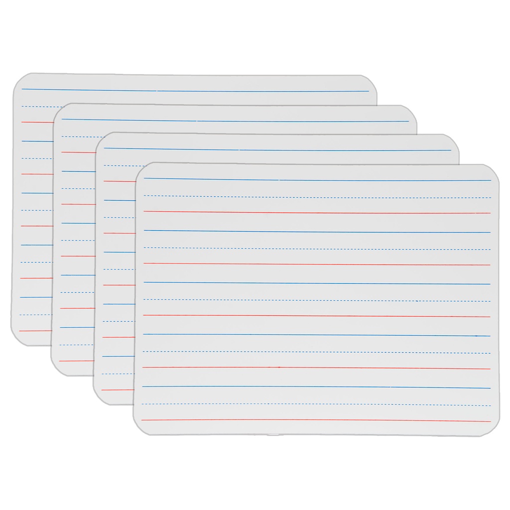 9" x 12" Two-Sided Plain/Red & Blue Lined Dry Erase Boards 4ct