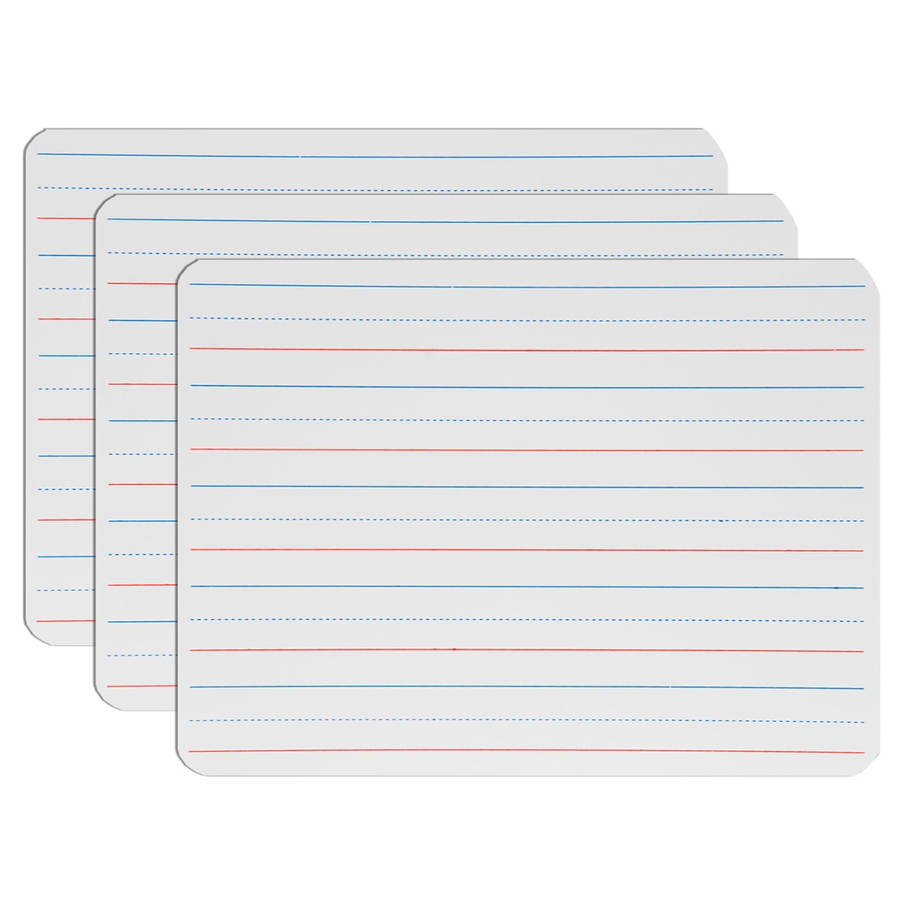 9" x 12" Magnetic Two-Sided Plain/Red & Blue Lined Dry Erase Board 3ct