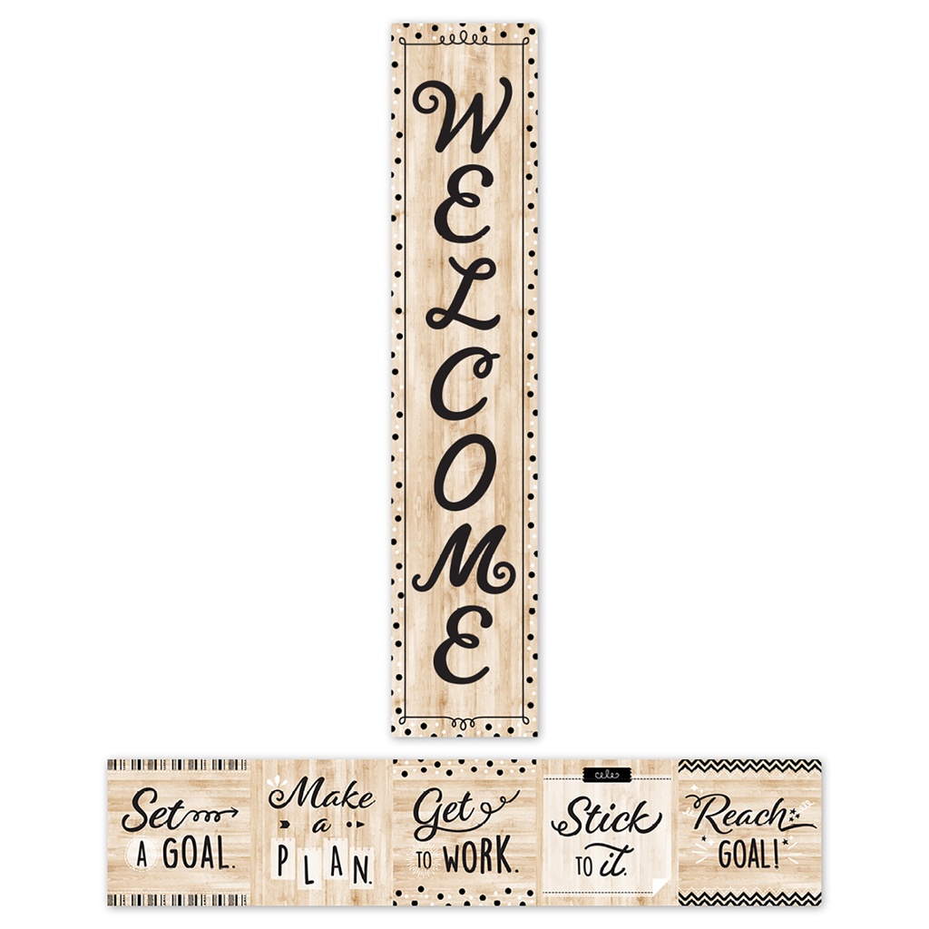 Black, White, and Wood Welcome Banner