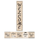 Black, White, and Wood Welcome Banner