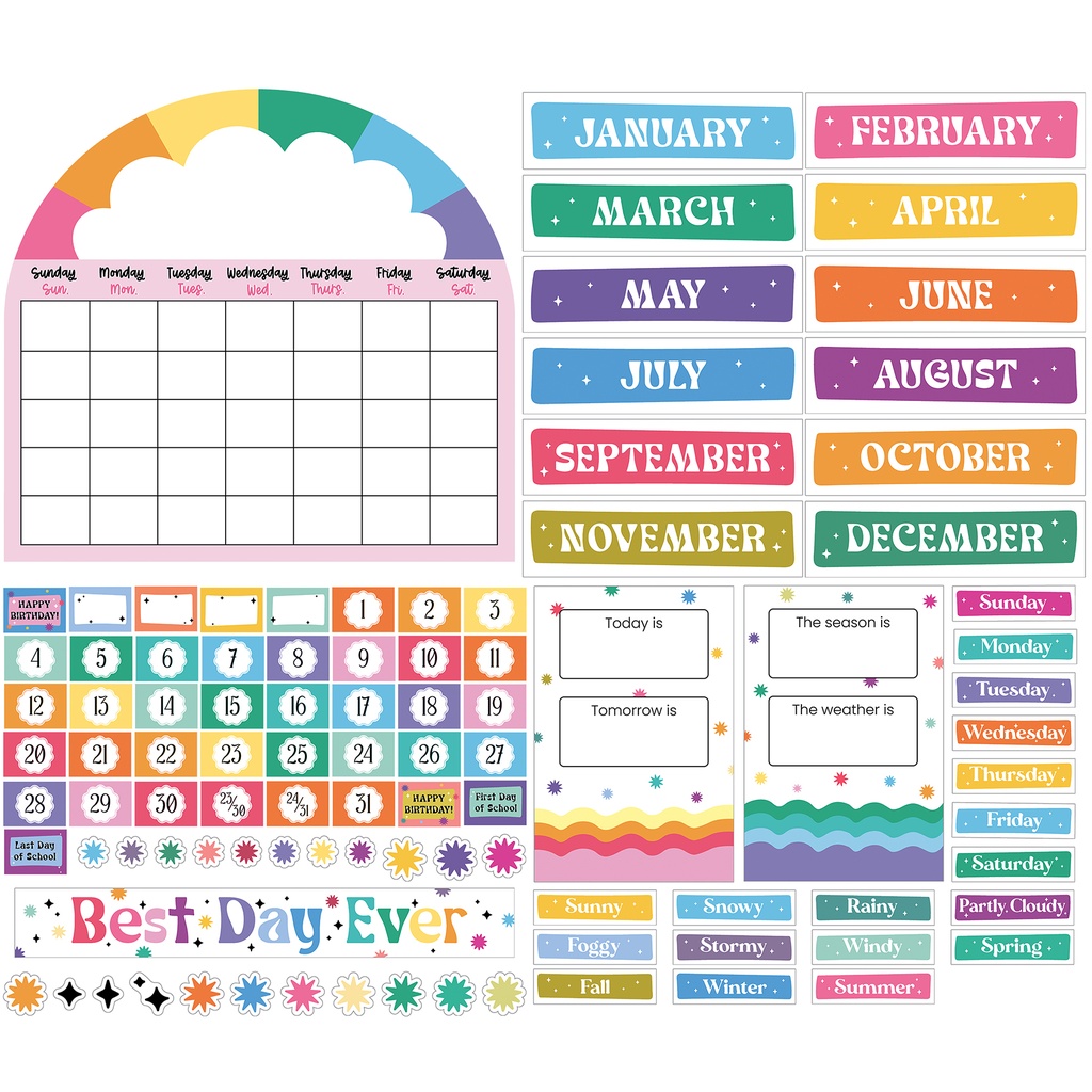 Happily Ever Elementary Retro Remix Calendar Bulletin Board Set