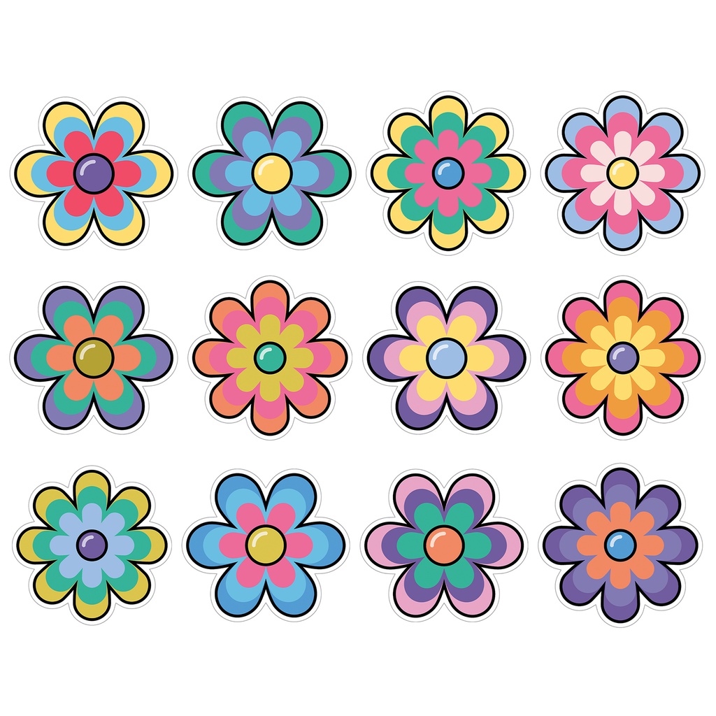 Happily Ever Elementary Retro Remix Jumbo Flowers Cutouts