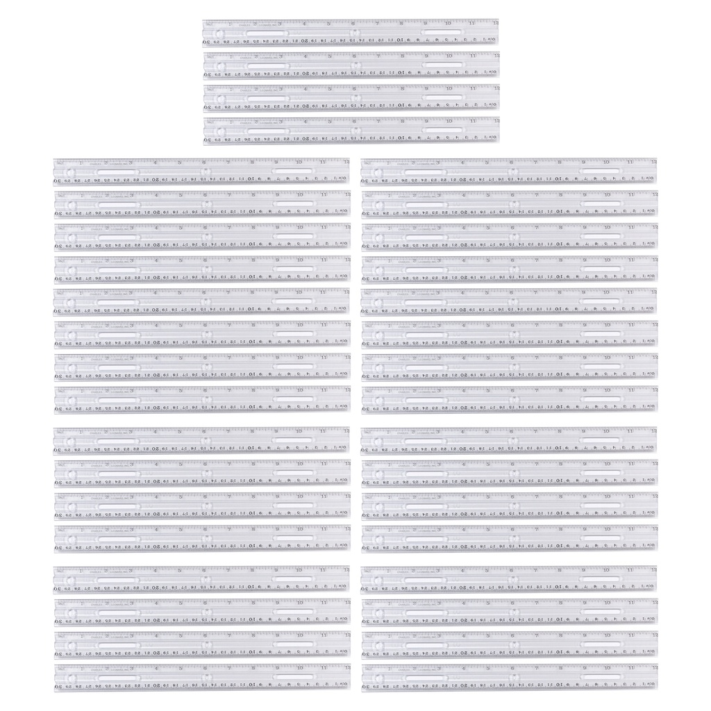12" Plastic Ruler with Pencil Groove 36ct
