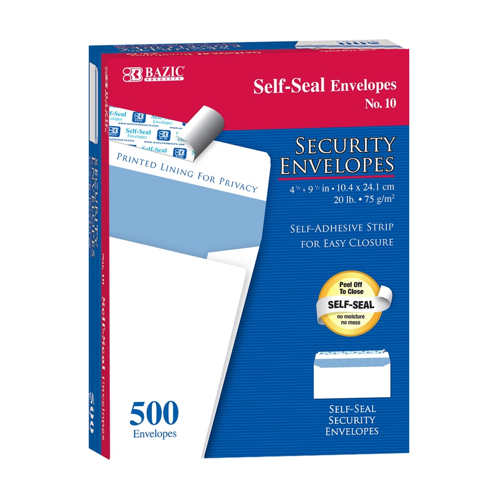 #10 Self-Seal Security Envelopes 500ct