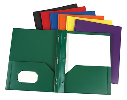Oxford Two Pocket Heavyweight Poly Portfolios with Prongs Green Box of 25