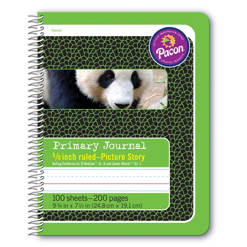 Primary Composition Book, Spiral, Picture Story, 9‑3/4" × 7‑1/2", 100 Sheets, 5/8" Rule