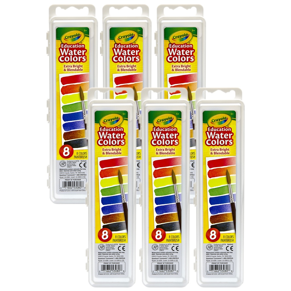 Education Oval Pan Watercolor Sets 8 or 16 Count