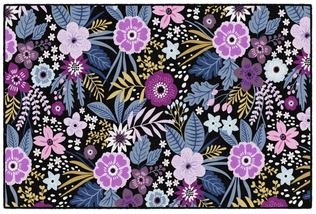 School Girl Style Floral Area Rug