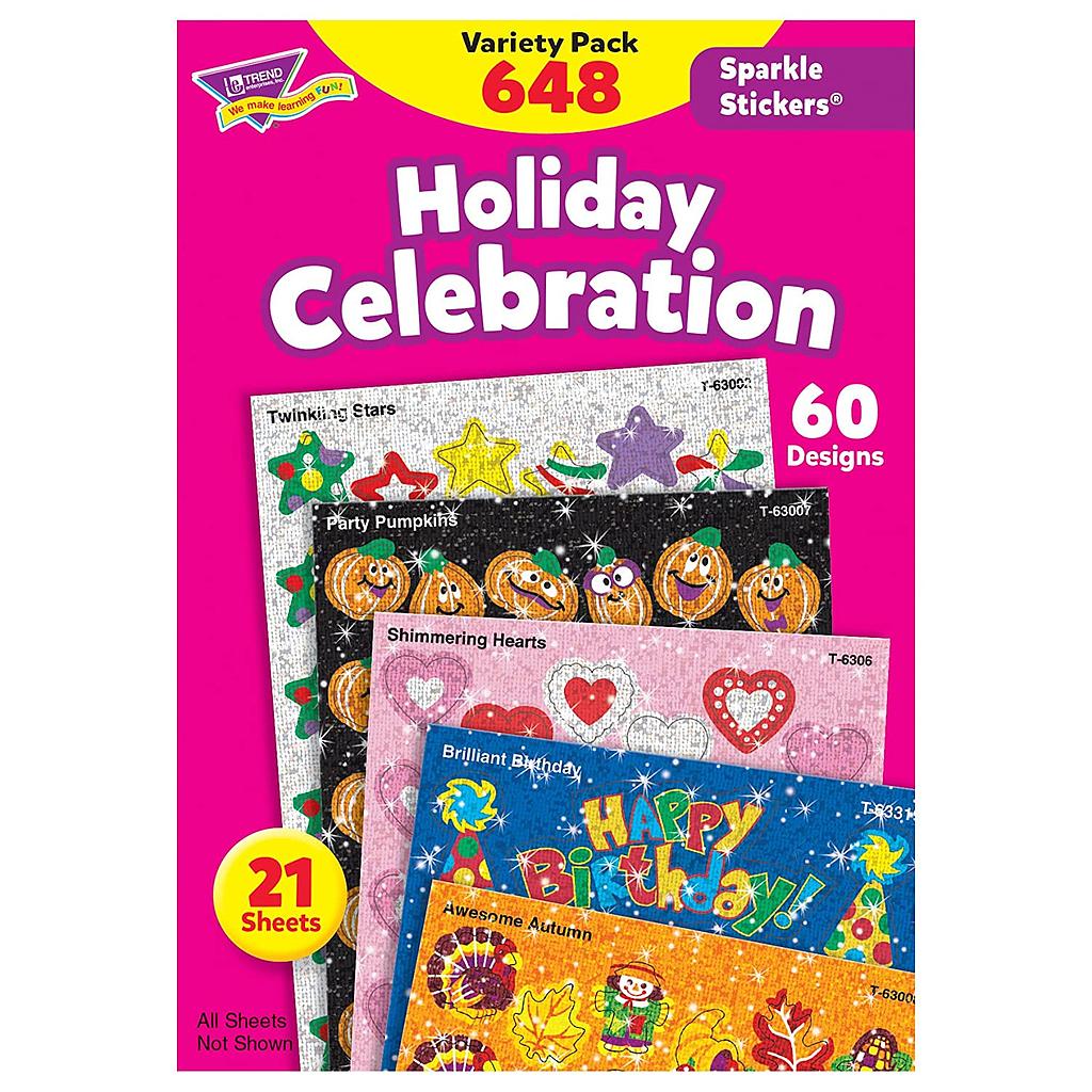 TREND® Holiday Celebration Sparkle Stickers® Variety Pack — Seasonal rewards that shine