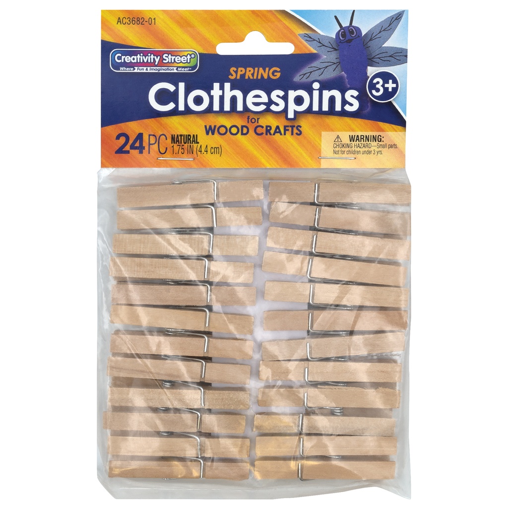 1.75" Natural Spring Clothespins 24ct