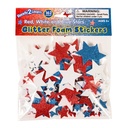 Red, White & Blue Stars Glitter Foam Stickers