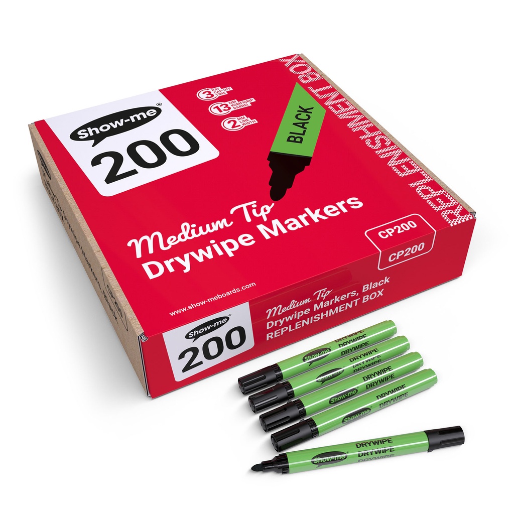 Black Medium Tip Slim Barrel Dry Erase Markers 200ct