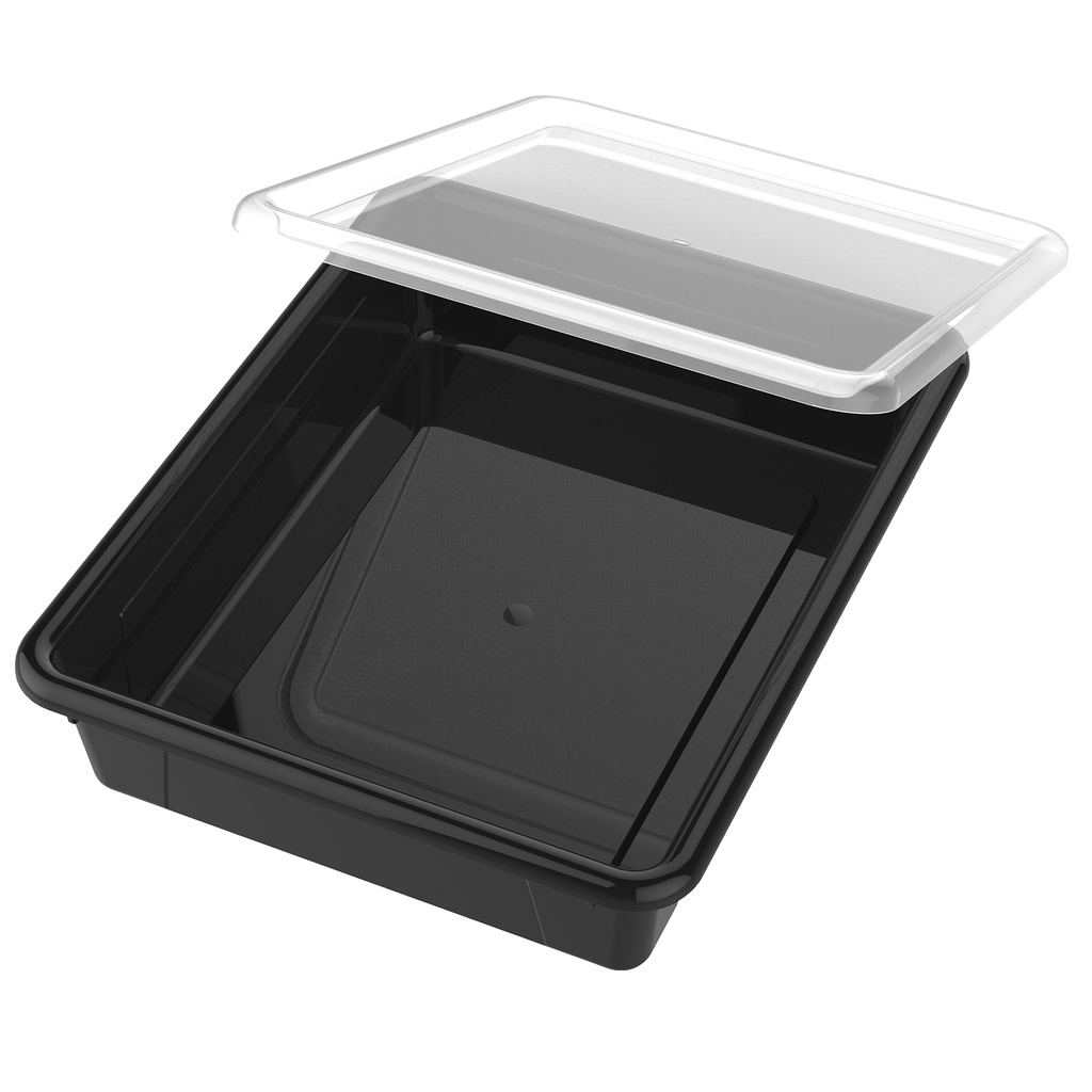 Black Flat Storage Tray with Lid